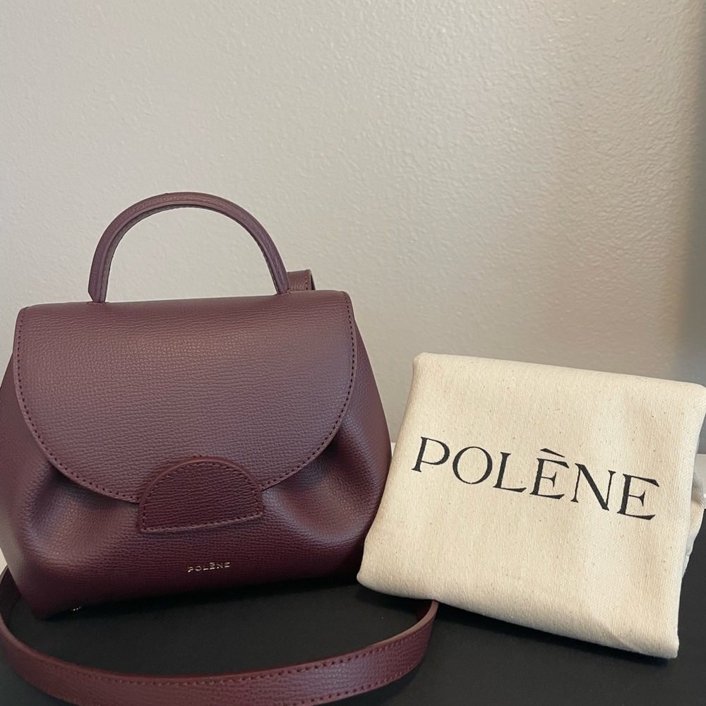 Polene Numero Un Nano Burgundy Leather Handbag